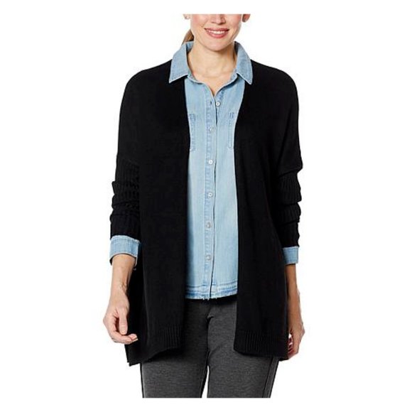 NWT SKINNYGIRL SUNDAZED MOUJ CARDIGAN SWEATER BLACK SMALL - Picture 1 of 14